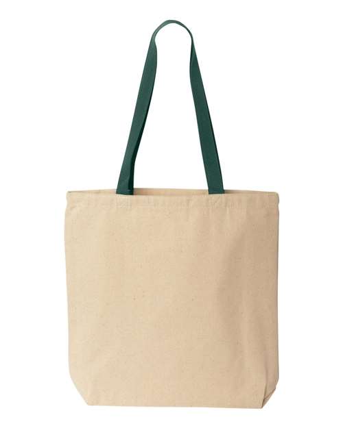 Natural Tote with Contrast-Color Handles - Natural/ Forest