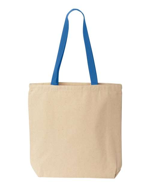 Natural Tote with Contrast-Color Handles - Natural/ Royal
