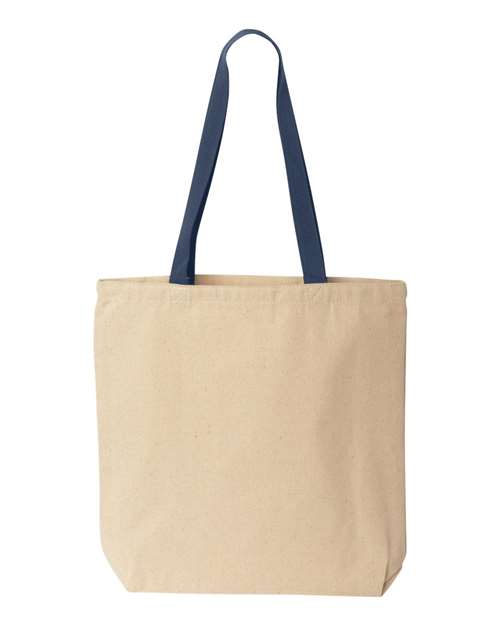Natural Tote with Contrast-Color Handles - Natural/ Navy