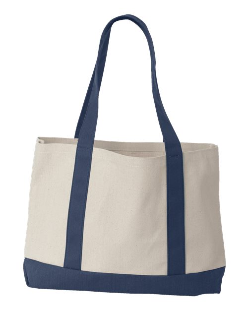 Leeward Boater Tote - Natural/ Navy