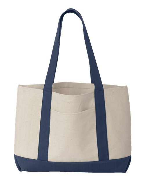 Leeward Boater Tote - Natural/ Navy