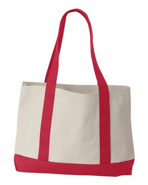 Leeward Boater Tote - Natural/ Red