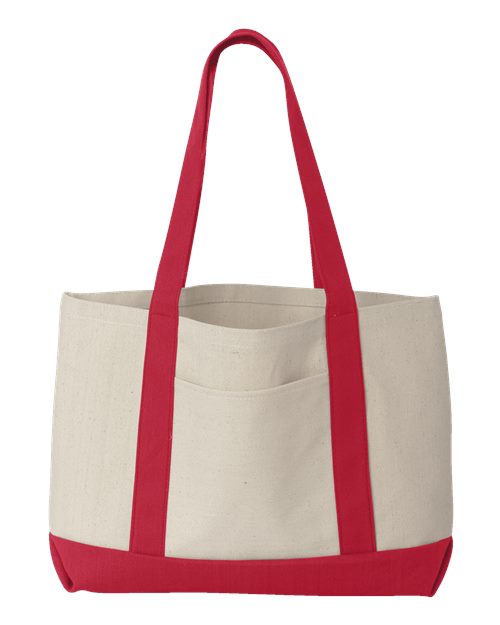 Leeward Boater Tote - Natural/ Red