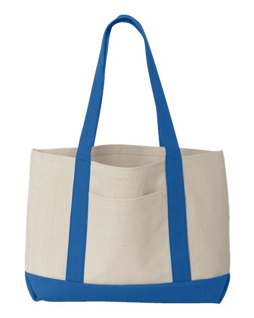 Leeward Boater Tote - Natural/ Royal