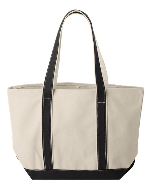 Windward Large Cotton Canvas Classic Resort Tote - Natural/ Black