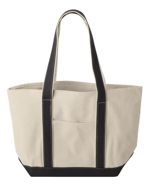 Windward Large Cotton Canvas Classic Resort Tote - Natural/ Black