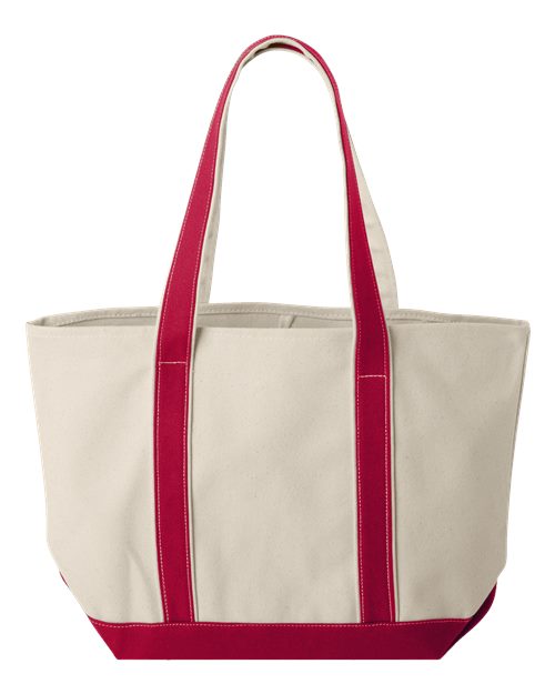 Windward Large Cotton Canvas Classic Resort Tote - Natural/ Red