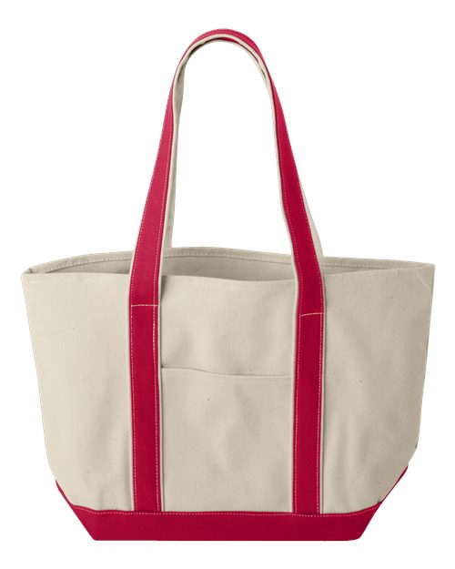 Windward Large Cotton Canvas Classic Resort Tote - Natural/ Red