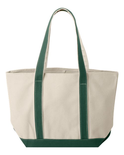 Windward Large Cotton Canvas Classic Resort Tote - Natural/ Forest