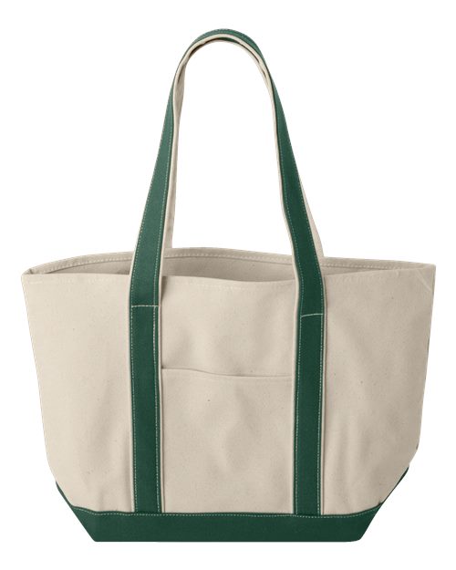 Windward Large Cotton Canvas Classic Resort Tote - Natural/ Forest