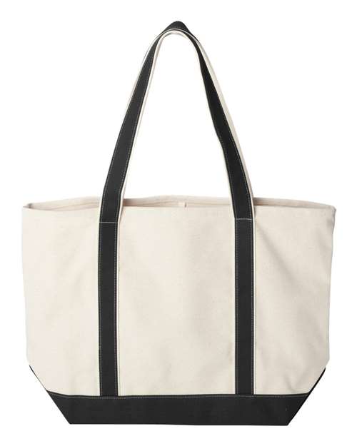 Carmel Classic XL Cotton Canvas Resort Tote - Natural/ Black