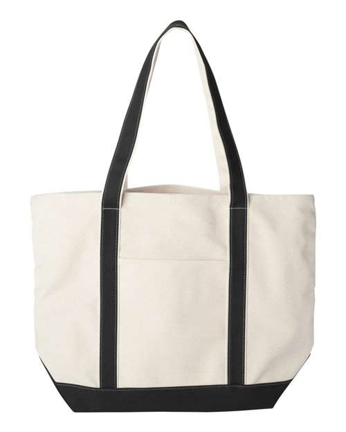Carmel Classic XL Cotton Canvas Resort Tote - Natural/ Black