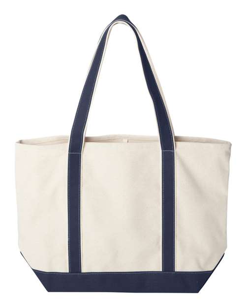 Carmel Classic XL Cotton Canvas Resort Tote - Natural/ Navy