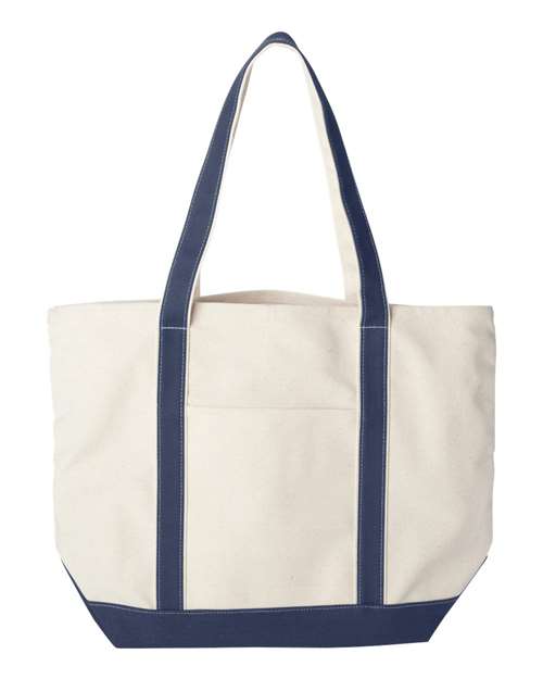 Carmel Classic XL Cotton Canvas Resort Tote - Natural/ Navy