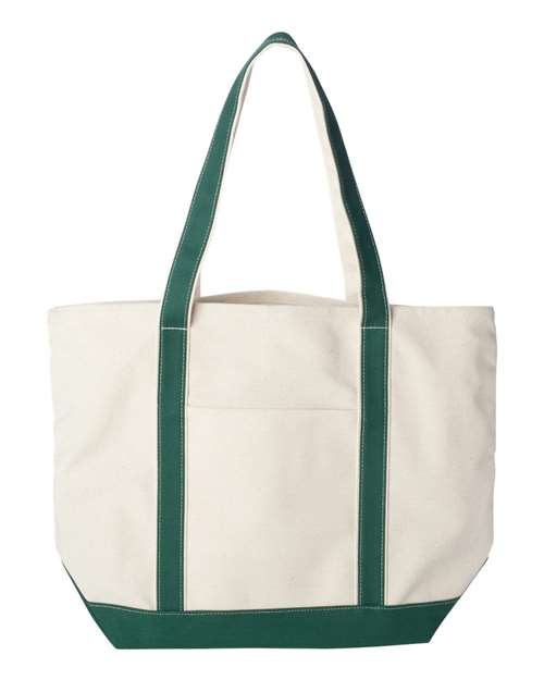 Carmel Classic XL Cotton Canvas Resort Tote - Natural/ Forest