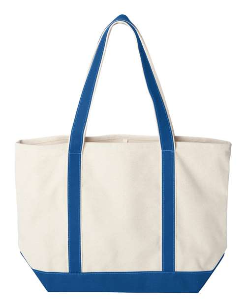 Carmel Classic XL Cotton Canvas Resort Tote - Natural/ Royal