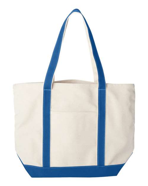 Carmel Classic XL Cotton Canvas Resort Tote - Natural/ Royal