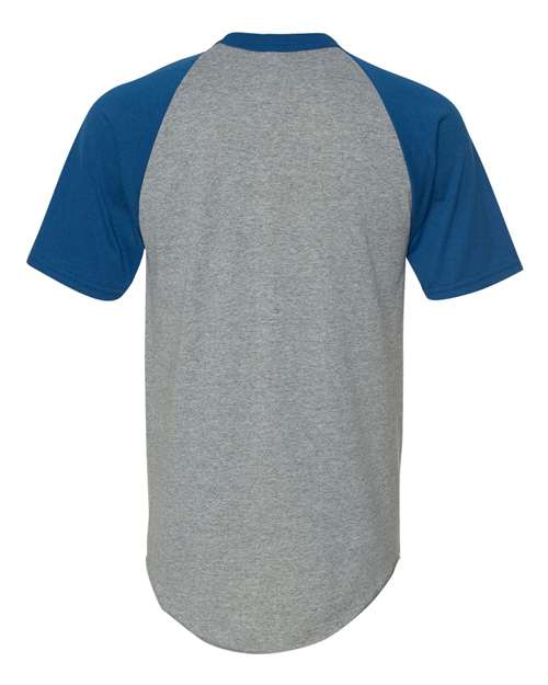 Unisex Raglan Baseball Jersey - Athletic Heather/ Royal