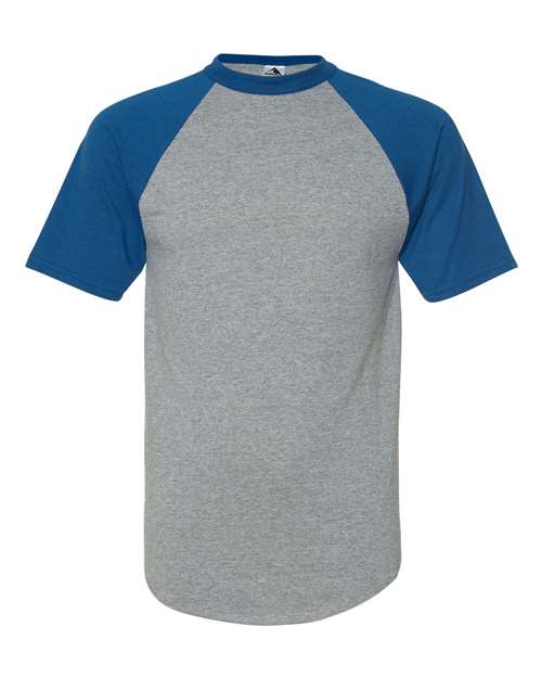 Unisex Raglan Baseball Jersey - Athletic Heather/ Royal