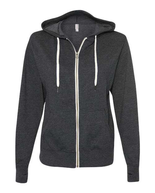 Unisex Heathered French Terry Full-Zip Hooded Sweatshirt - Charcoal Heather