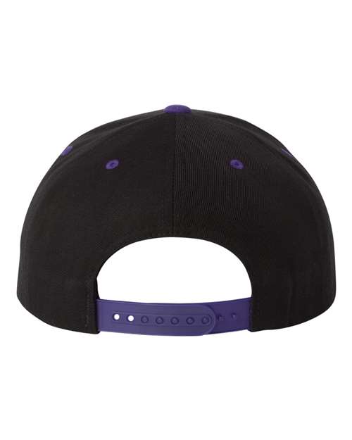 Premium Flat Bill Snapback Cap - Black/ Purple