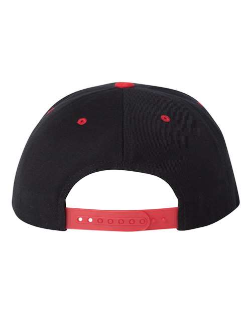 Premium Flat Bill Snapback Cap - Black/ Red