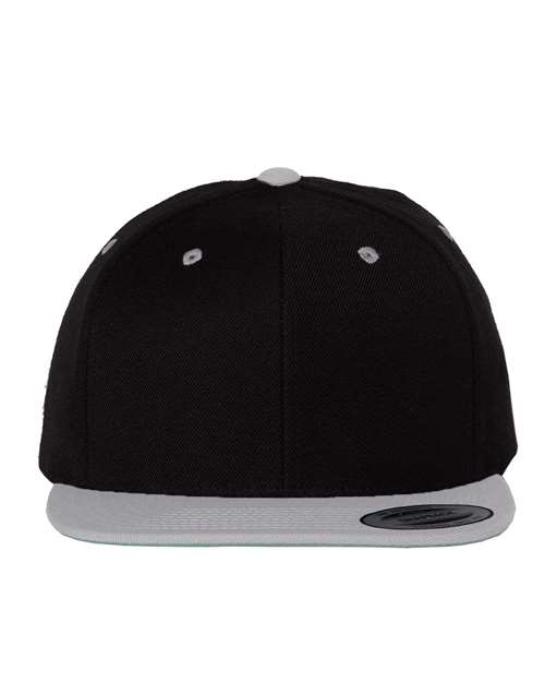 Premium Flat Bill Snapback Cap - Black/ Silver