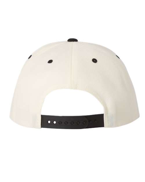 Premium Flat Bill Snapback Cap - Natural/ Black
