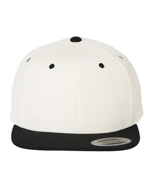 Premium Flat Bill Snapback Cap - Natural/ Black