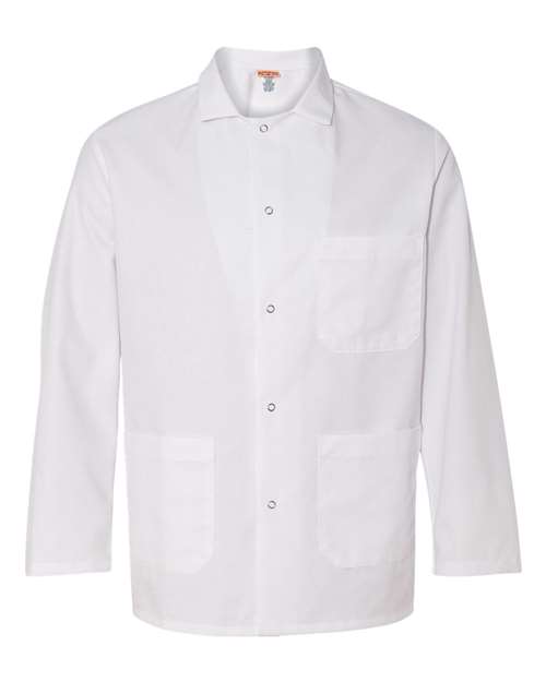 Gripper Front Short Butcher Coat - White