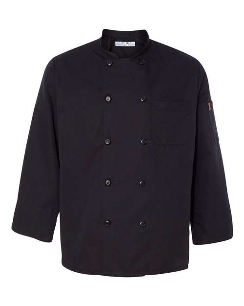 Ten Pearl Button Black Chef Coat - Black