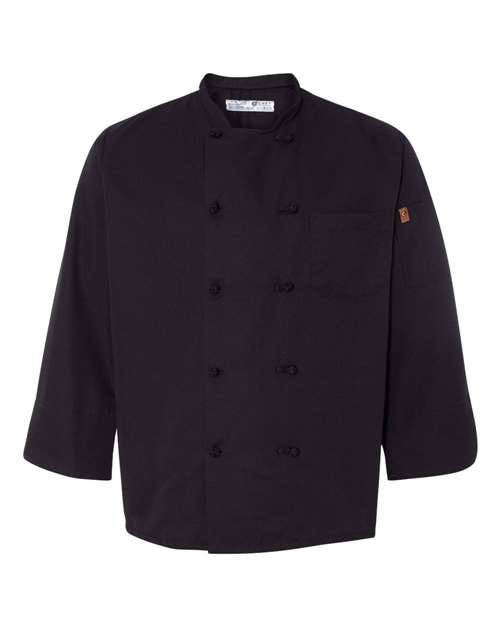 Black Knot Button Chef Coat - Black