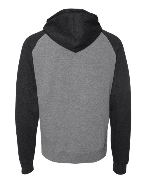 Unisex Raglan Hooded Sweatshirt - Gunmetal Heather/ Charcoal Heather