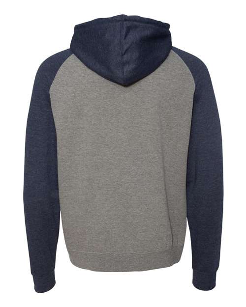 Unisex Raglan Hooded Sweatshirt - Gunmetal Heather/ Classic Navy Heather