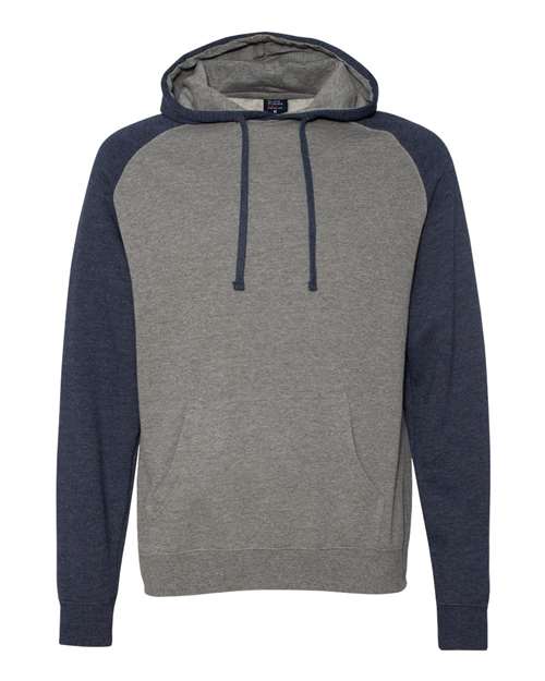 Unisex Raglan Hooded Sweatshirt - Gunmetal Heather/ Classic Navy Heather