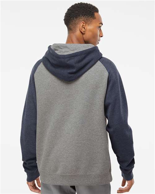 Unisex Raglan Hooded Sweatshirt - Gunmetal Heather/ Classic Navy Heather