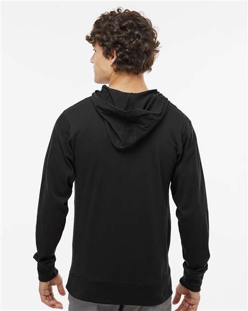 Unisex Jersey Sport Lace Hooded Pullover - Black