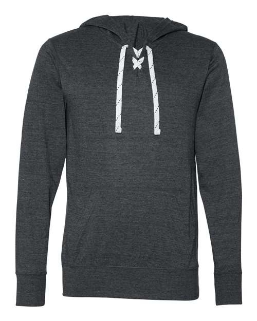 Unisex Jersey Sport Lace Hooded Pullover - Charcoal Heather