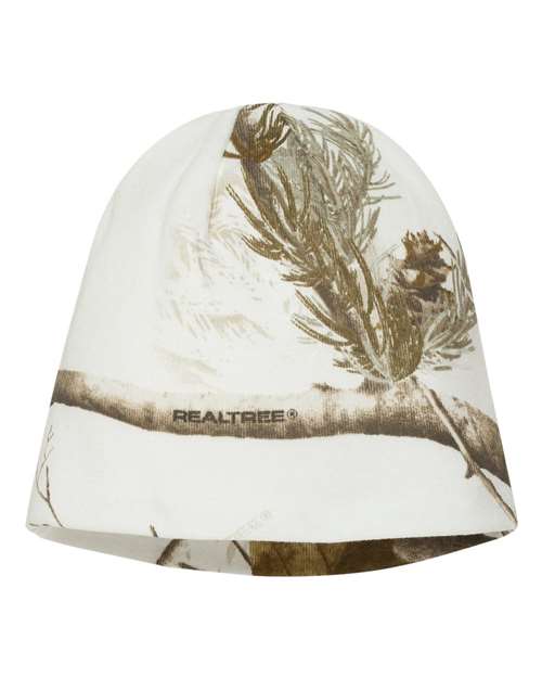 8" Licensed Camo Beanie - White Realtree AP