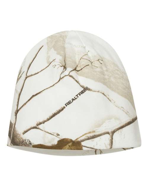 8" Licensed Camo Beanie - White Realtree AP