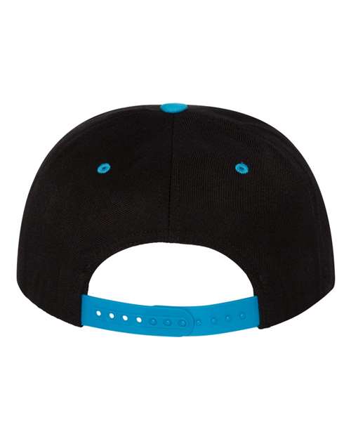 Premium Flat Bill Snapback Cap - Black/ Teal