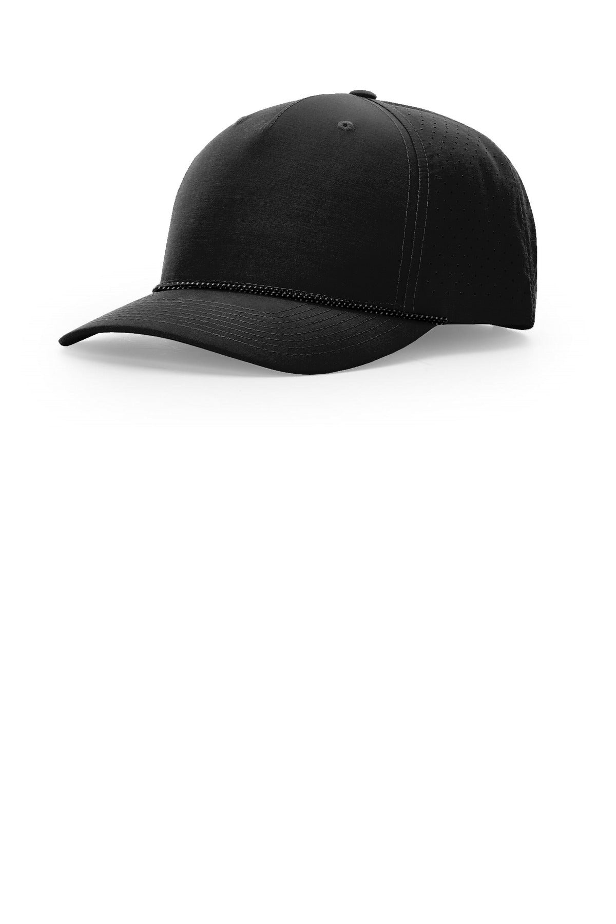 Richardson Laser Perf Performance Rope Cap - Black/ Black Grey