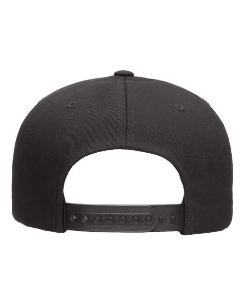 Five-Panel Cotton Twill Snapback Cap - Black