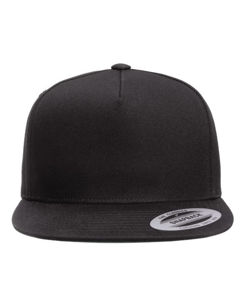 Five-Panel Cotton Twill Snapback Cap - Black
