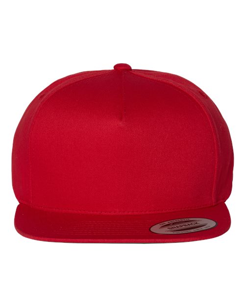 Five-Panel Cotton Twill Snapback Cap - Red