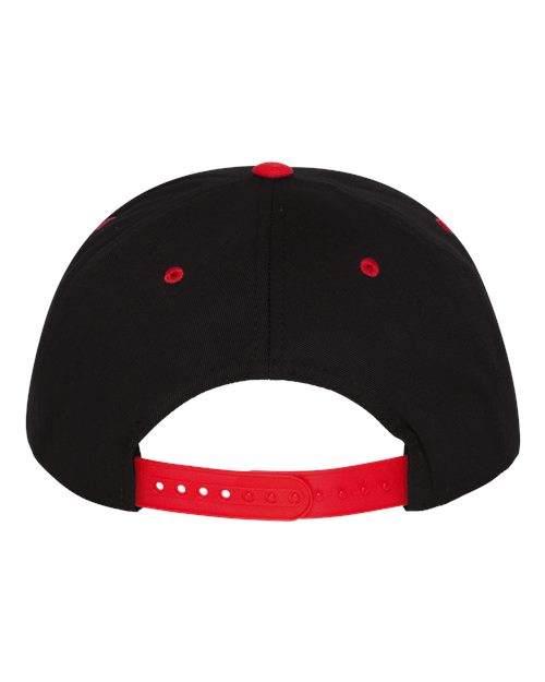 Five-Panel Cotton Twill Snapback Cap - Black/ Red