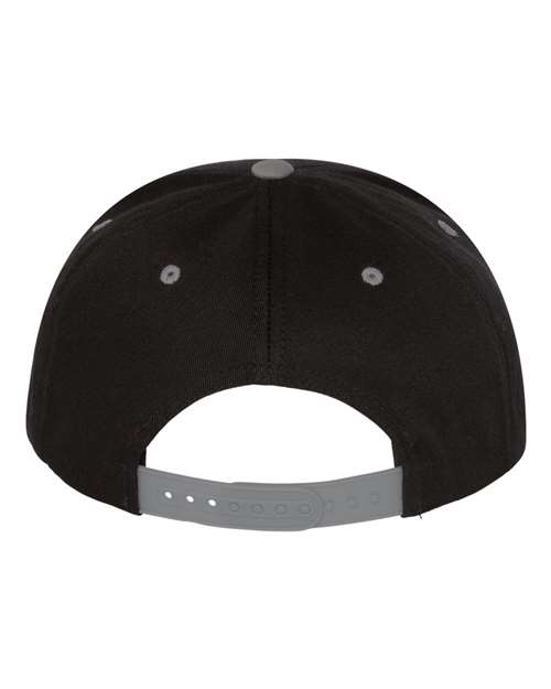Five-Panel Cotton Twill Snapback Cap - Black/ Grey