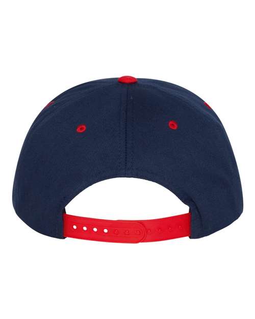 Five-Panel Cotton Twill Snapback Cap - Navy/ Red