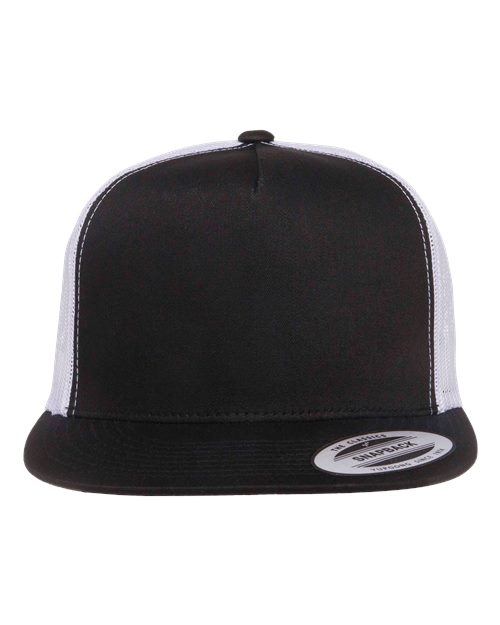Classic Five-Panel Trucker Cap - Black/ White