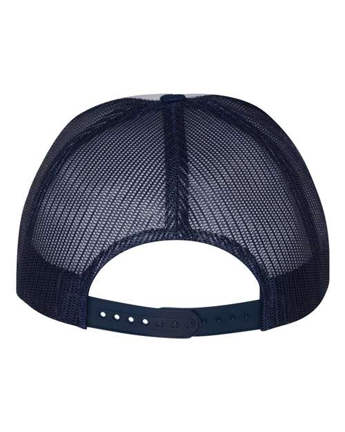 Classic Five-Panel Trucker Cap - Navy/ White/ Navy